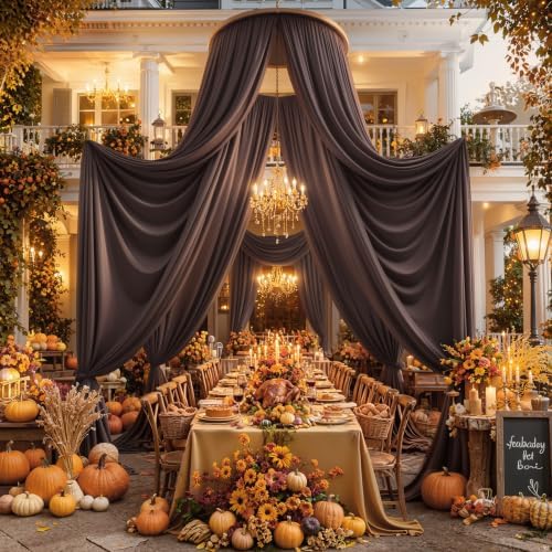 20ft x 15ft Brown Backdrop Curtains, Wrinkle Free Drapes Back Drop Cloth - Image 3