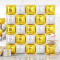 NISOCY 25PCS Gold and White Square Foil Balloons Wall Backdrop by NISOCY