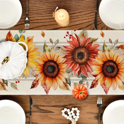RABUSOFA Fall Table Runner 13x72 Inch Sunflower Fall Decor for Home - Image 3