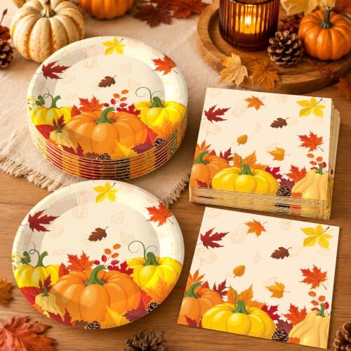 50PCS Fall Paper Plates and Napkins, 7inch Thanksgiving Party Decorations - Image 5