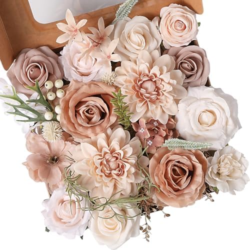 Floweroyal Artificial Flowers Fake Rose Flowers Dahlia with Stems for DIY Wedding Bridal Bouquets, Baby Shower, Floral Arrangement, Table Centerpieces, Home Decorations by FloweroyalCrafts