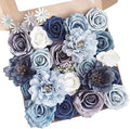 FACINOC Roses Artificial Flowers Dusty Blue Bouquet Fake Flower with Stem by FACINOC