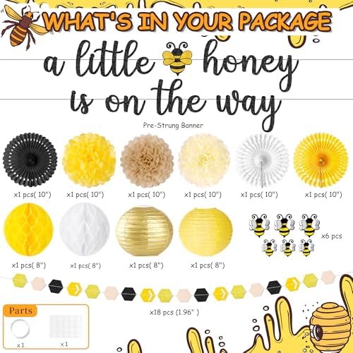Kriyokiaa Bee Baby Shower Decorations, 15 Pcs Honey Bee Party Set - Image 5
