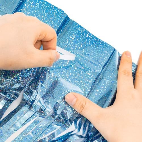 BRAVESHINE Pink Blue Tinsel Foil Fringe Curtains Party Streamers Backdrop - Image 3