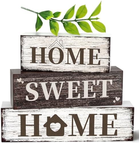 4 Pcs Home Farmhouse Wooden Tiered Tray Decor, Eucalyptus Leaves Retro Rustic Table Centerpiece Decorations Gifts for Home Kitchen Mantel Table Shelf Office by Gleegreets