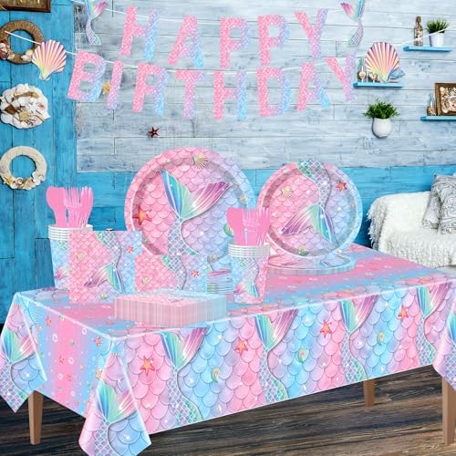 170 Pcs Mermaid Party Supplies Disposable Tableware Set for 24 - Image 6