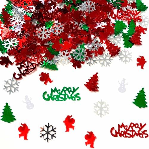 Christmas Confetti Snowflake Confetti Christmas Tree Snowman Santa Claus Shape Table Scatters Confetti for Christmas Decorations Merry Christmas Confetti Party Sets by Unknown