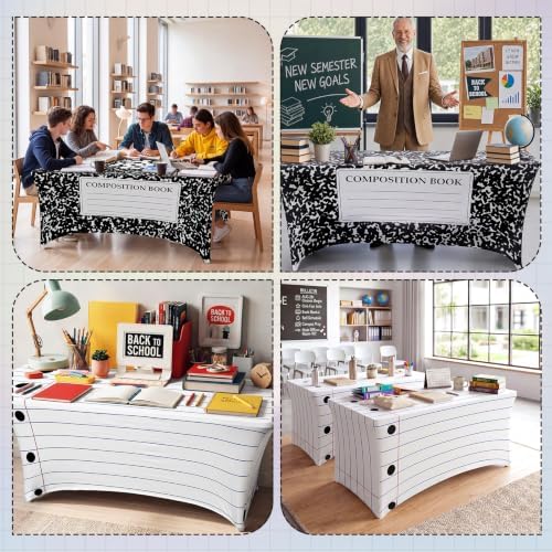 Frienda 2 Pcs Back to School Tablecloth 6 ft Composition Book Table Cover - Image 4