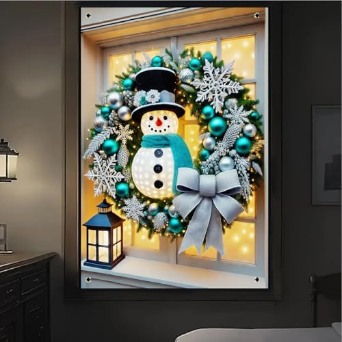 BlissYard Christmas Snowman Window Cover 31x47 Inch Polyester - Image 4