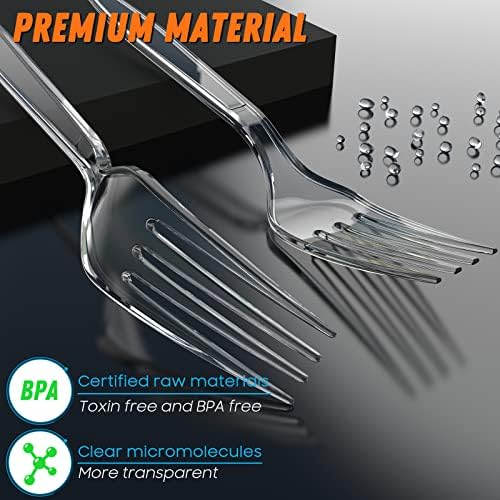 Dipoo 7.1" Clear Plastic Forks Heavy Duty, 84 Count - Image 2