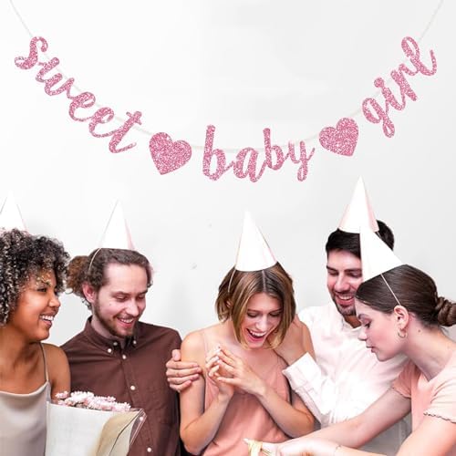 BEISHIDA Pre-Strung Glitter Pink Girl Baby Banner Baby Shower Decor - Image 6