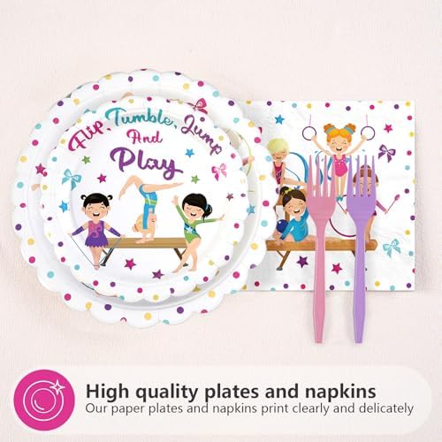 96Pcs Gymnastics Birthday Party Decoration for Girls Gymnastic, Serves 24 - Image 2