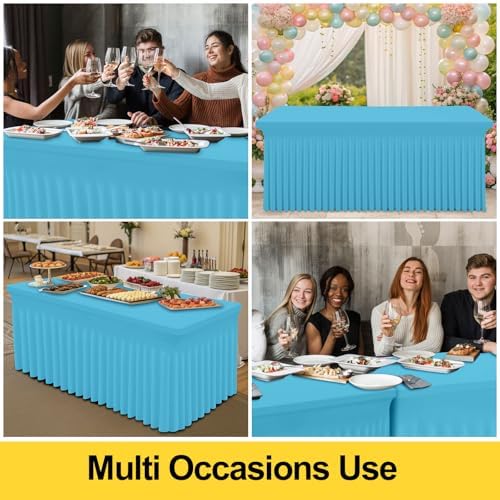 Smiry Spandex Elastic Fitted Table Cloth Skirt for 8FT Rectangle Table - Image 5