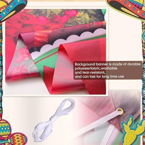 Tudomro 6 x 4 ft Mexican Couple Door Banner Photo Props Fiesta Backdrop - Image 3