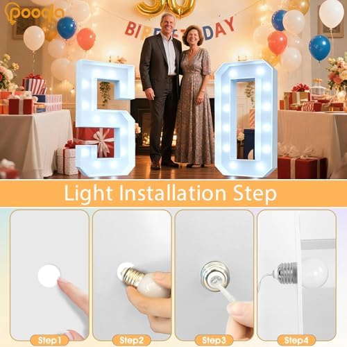 Pooqla 4 FT Marquee Numbers, Light Up Number 8 8th Birthday Decorations - Image 5