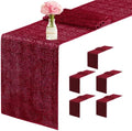 6 Packs 12 x 72 inches Sequin Table Runner, Burgundy Glitter Table Runner for Birthday Party Supplies Wedding Engagement Baby Shower Holiday Celebration Event Decorations by Yblut