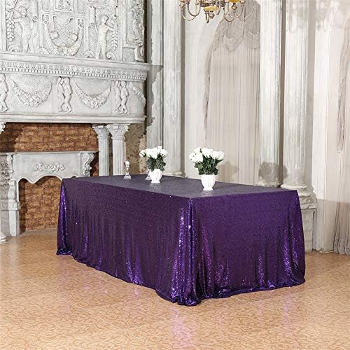 Eternal Beauty Purple Halloween Sequin Tablecloth 60 x 120-Inch Sparkly Overlay Rectangle Glitter Table Cover for Wedding Party Birthday Decoration - Image 3