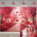 Valentine's Day Backdrop, Pink Red Hearts Petals Pathway Romantic Photography Background for Girls Women Birthday Weeding Bridal Shower Party Decorations Banner Photo Studio Props 15X10FT by Unknown