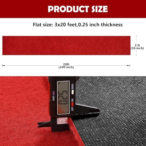 Extra Thick Red Carpet Runner 3 x 20Ft, Non-Slip TPR Rubber Backing, 450 GSM Heavy-Duty Aisle Runner Red Runner Rug for Wedding Ceremony, Hollywood Party, Graduation & Award Events - Image 2