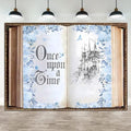 10x6.5ft Once Upon a Time Backdrop Fairy Tale Storybook Open Book Castle Photography Background for Princess Wedding Birthday Party Baby Shower Photo Booth Props Blue Flower Rose Vintage Decor by ASDCXZ