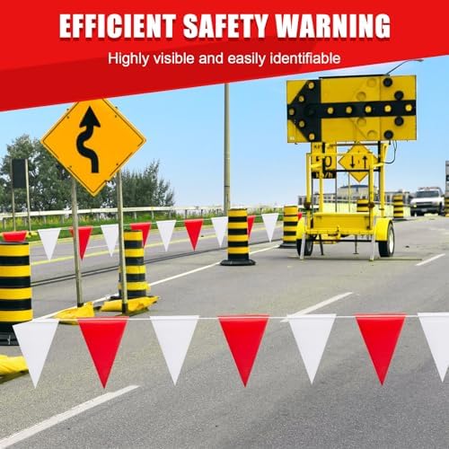 Safety Warning Pennant Banner Flags(RED+WHITE,45pcs,105FT) - Image 4