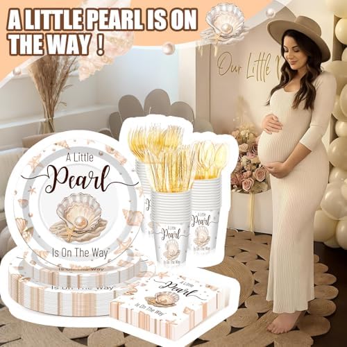 168 a Little Pearl Is on The Way Baby Shower Decoration Serve 24 - Image 6