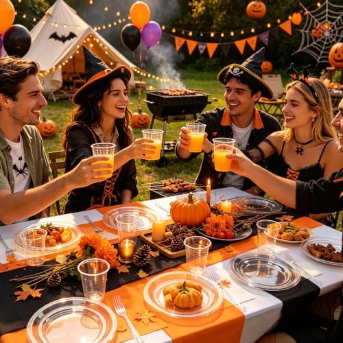 30Guests Clear Plastic Plates and Napkins Party Supplies for Birthday - Image 6