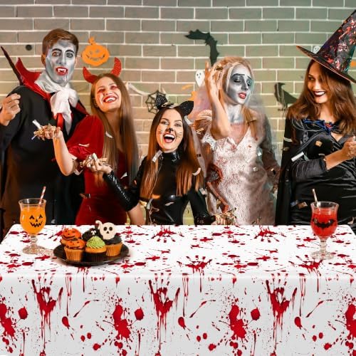 4 Pcs Bloody Table Cloth Halloween 54" x 108" Plastic Disposable Tablecover - Image 6