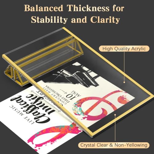 Dynta Acrylic Sign Holder 5x7in Double-Sided Display Stand with Gold Frame Clear Table Sign Holders for Wedding Party Restaurants Home Office(8 Pack) - Image 4