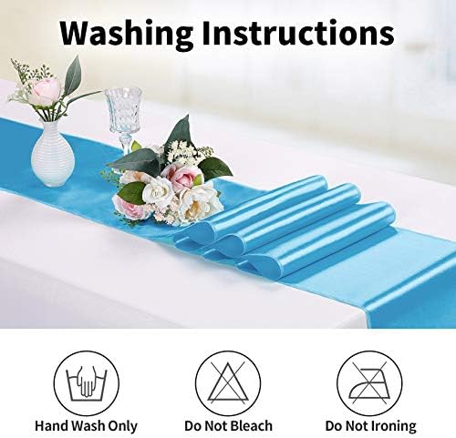 10-Pack Satin Table Runner Blue 12 x 108 inches Long, Table Runners for Wedding, Birthday Parties, Banquets Decorations（10 Pack, 12x108 Inch, Blue） - Image 6