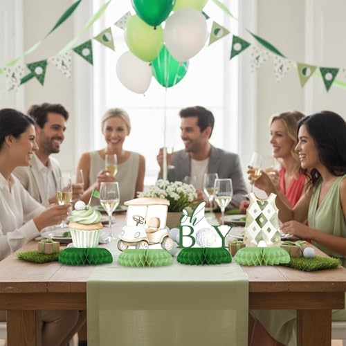 12 Pcs Golf Baby Shower Decorations for Boy - A Little Putter Is On The Way Baby Shower Centerpieces for Tables - Golf Theme Honeycomb Table Decor for Boy Baby Shower 1st Birthday - Image 6