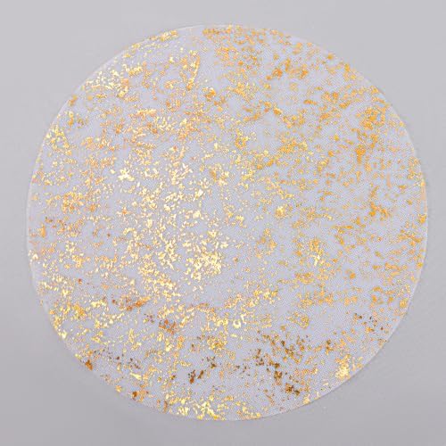Snowkingdom 100 Pcs Gold Placemats Round Disposable Sheer Mesh Doilies 13" by Snowkingdom