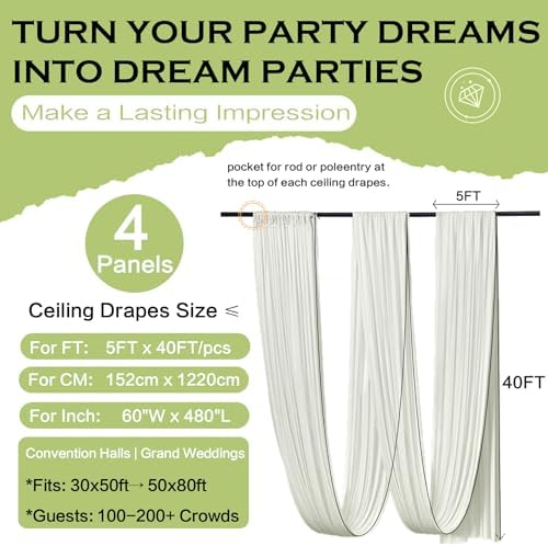 20ftx40ft Ivory Ceiling Curtain for Wedding Parties - Image 6