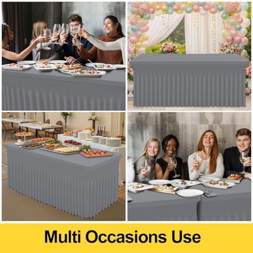 Smiry Spandex Elastic Fitted Table Cloth Skirt for 5FT Rectangle Table - Image 5
