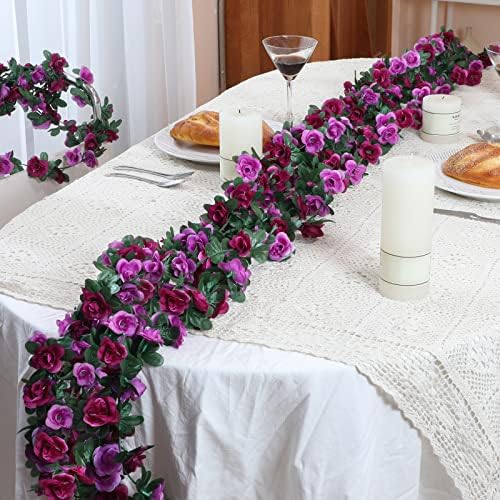 5 Pcs 41Ft Flower Garland Rose Vines, Purple Floral Garland Flower Vines - Image 2