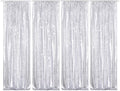 PartyDelight Silver Sequin Backdrop Curtains 2x8ft 4 Panels by PartyDelight