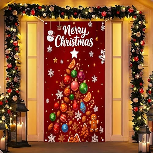 BlissYard Door Cover Christmas Pine Tree 35x71 Inch Polyester by BlissYard