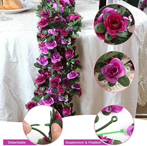 5 Pcs 41Ft Flower Garland Rose Vines, Purple Floral Garland Flower Vines - Image 3
