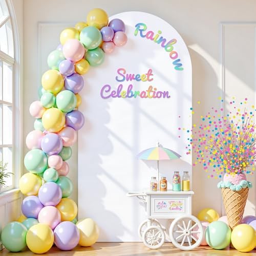 6.6 ft Arch Backdrop Cover White - Double-Sided Spandex Arch Covers Stretchy Backdrop for Balloon Arches Birthday Party Baby Shower Banquet Wedding Photo Background - Image 5