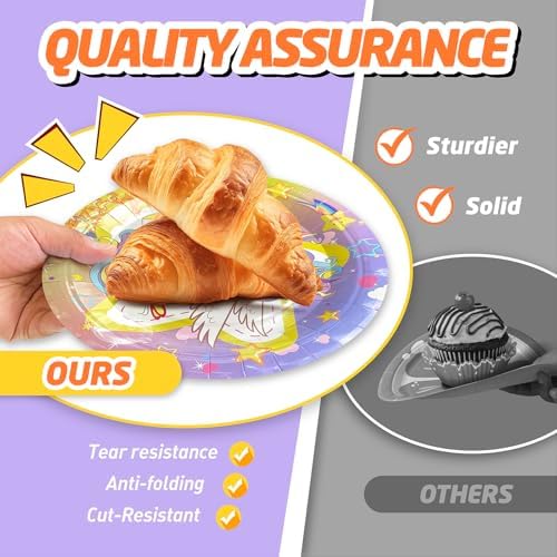146Pcs Unicorn Plates and Napkins Party Supplies Includes Plates, Napkin, Fork, Cup, Straw, Tablecloth, Banner for Unicorn Baby Shower Birthday Party Decorations, Serves 24 - Image 4
