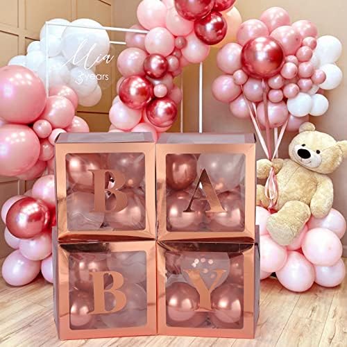 Voircoloria Balloon Boxes with Letters Gift Box, Rose Gold, 4 Clear Boxes - Image 6