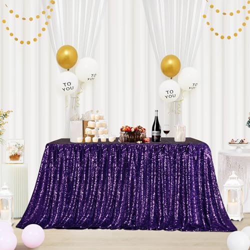 Eternal Beauty Purple 50x80 Inch Mardi Gras Sequin Tablecloth by EternalBeauty