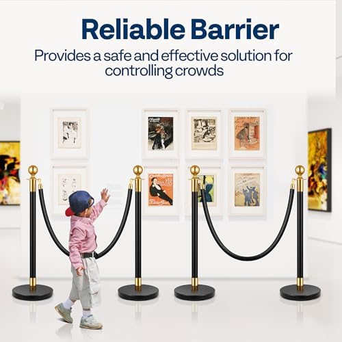 VIVOHOME Black Stanchions and Velvet Ropes, 5 Feet Ropes and 39 Inch Posts - Image 2