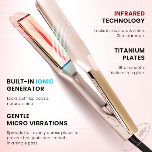 ELLA BELLA® Titanium Flat Iron Hair Straightener Large with Infrared - Image 4