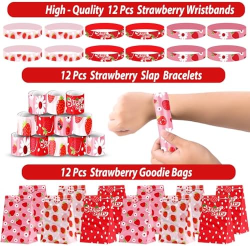 PLOUGVI 208PCS Strawberry Party Favors, Berry First Birthday Decor, Theme Decorations for Party Goodie Bag Stuffer Pinata Filler Gifts - Image 4