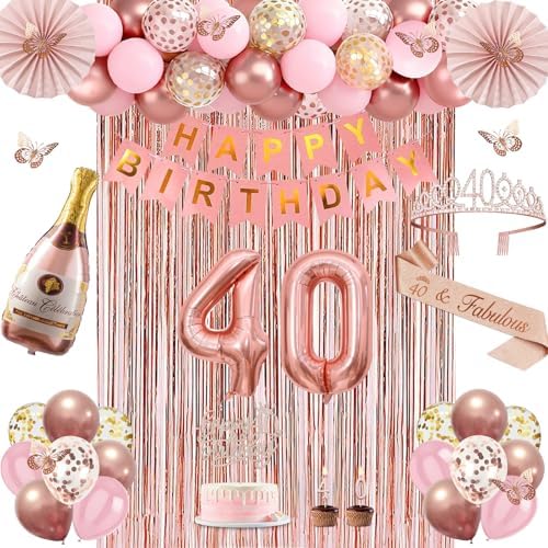 Juesly 40th Birthday Decorations for Women, 51pcs 40 Year Old Party Set by JueslyBirthdayParty