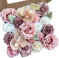 FACINOC Roses Artificial Flowers Pink Bouquet Dusty Fake Flower Box Set by FACINOC
