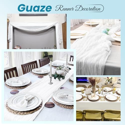16 Pack White Cheesecloth Table Runner 20 x 120 inch Gauze Table Runners 10 FT Long,Semi Sheer Boho Cheese Cloth Fabric Table Runner Bulk for Wedding,Party,Baby Shower,Bridal Shower Decoration - Image 4