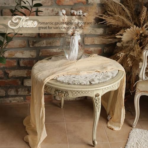 4 Pack Beige Cheesecloth Table Runner 10Ft, Gauze Table Runners 21.5 x 120 inch,Semi Sheer Cheese Cloth Fabric Runner Bulk for Wedding,Party,Baby Shower,Bridal Shower - Image 6