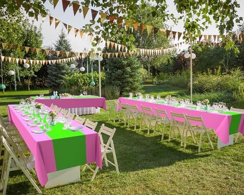 Oudain 3 Pcs Plastic Disposable Table Cloth 54" x 108", Pink, Green - Image 5